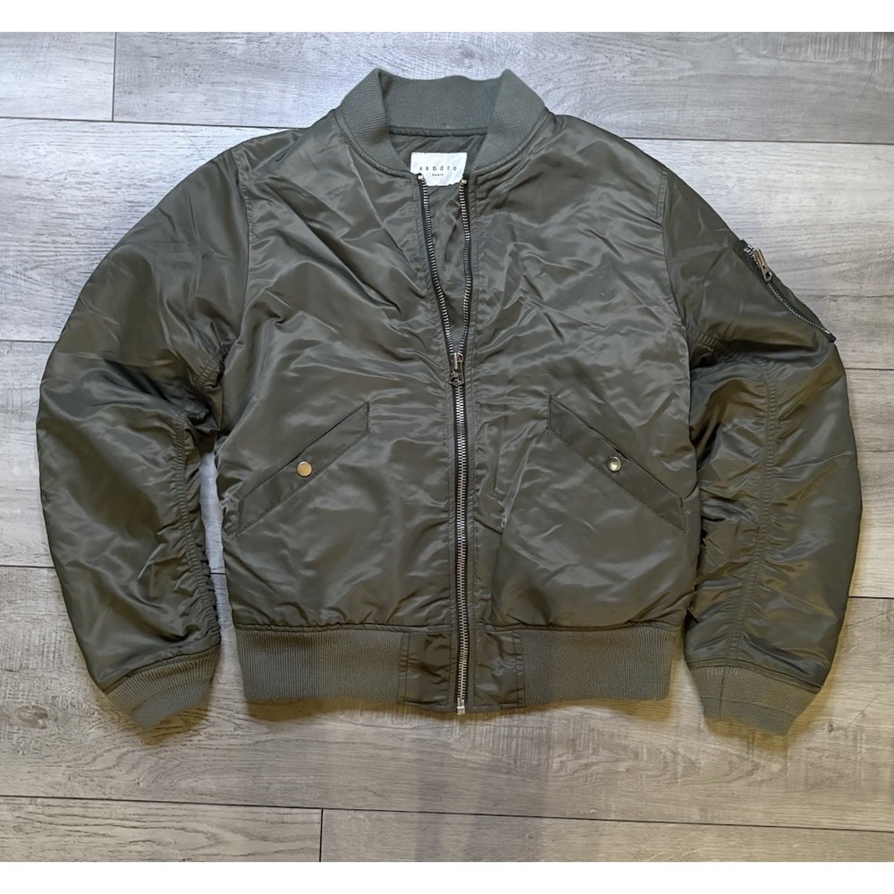 Sandros Green Bomber Jacket Size Small